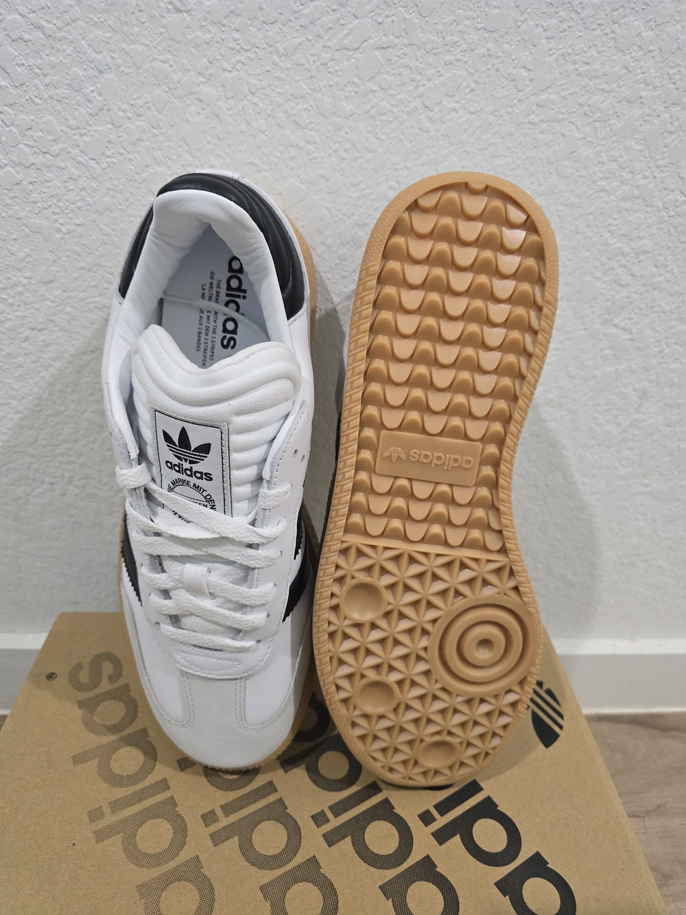 Adidas Samba Classic Leather Sneakers - White/Black/Gum - Picture 6 of 9